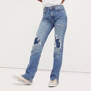 Free People My Own Lane Distressed Straight Leg Jeans Size 28